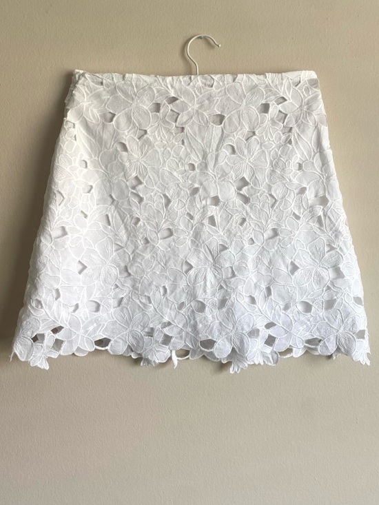 Cara Cara Dresses & Skirts - Cara Cara Alessandra White Floral Eyelet Lace Mini Skirt Scalloped Hem